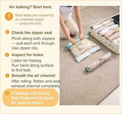 Vacuum Storage Bags for Clothing - NeatNest 6 Pack Roll-Up, 40×60cm (15.7"×23.6"), No Vacuum Needed, Compression Packing Bags for Clothes, Carry-On Luggage, Camping, and Travel - color: Roll x 6
