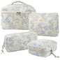 NATINSA Cute Makeup Bag for Women(2 Pcs), Travel Cosmetic Bags, Quilted Coquette Aesthetic Floral Toiletry Organizer Bag (49 - Green Leaf/4PCS) - color: 49 - Green Leaf/4PCS
