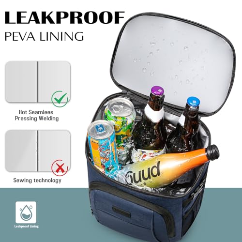 Tuwubi Cooler Backpack 35/42 Cans, Backpack Coolers Insulated Leak Proof for Men Women, Waterproof Soft Sided Lunch Camping Beach Travel Ice Chest Backpack Cooler Bag - color: Blue, size: Medium