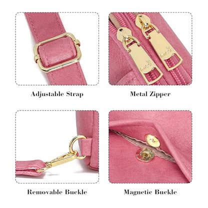 Haytijoe Small Anti Theft Crossbody Bag for Women Faux Leather Lightweight Sling Bags RFID Blocking Fanny Pack for Travel - color: Pale Pink