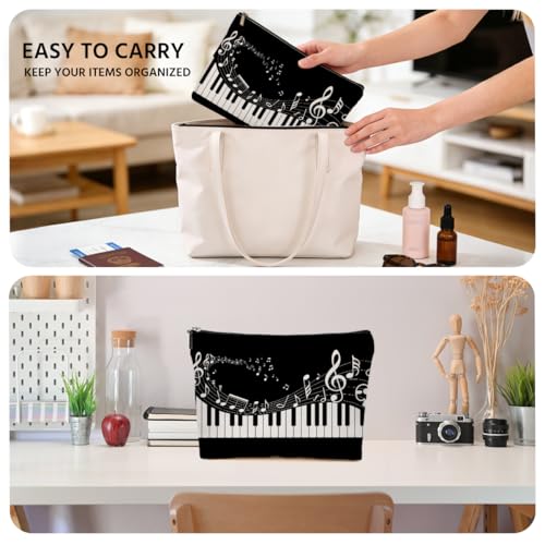 JIUWEIHU Piano Keys Makeup Bag, Musical Cosmetic Bags Travel Organizer Bag Zipper Pouch, Christmas Birthday Gifts for Pianist Music Lover Women Friend Colleague Sister - color: Multicolor 0063