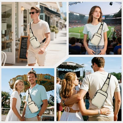 VADOO Sling Bag, Crossbody Bag with Zipper Lock, RFID Blocking & Water Resistant for Men and Women - color: Beige