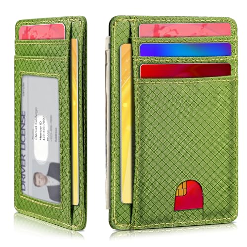 Artpaxy Slim Wallet for Men & Women, Minimalist Front Pocket Card Holder for Travel, RFID Blocking, Water Resistant Nylon Wallet for ID & Cash & Credit Card - color: Chartreuse