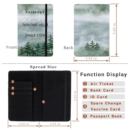 PDE-QUNLIAN Passport Book Holder Passport Wallet for Children Passport Holder for Kid Passport Cover for Boy and Girl Passport Case Passport Books Holder 1 PCS (6x4IN) - color: Green trees-1pcs
