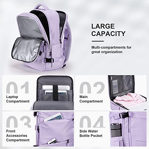 HOMIEE Travel Laptop Backpack for Men Women, Personal Item Carry On Bag, Dry Wet Separation, Weekender Business Hiking Camping College Bag, Mochila de Viaje, Purple - color: Purple, size: X-Large