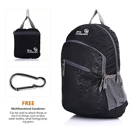 Outlander Packable Handy Lightweight Travel Hiking Backpack Daypack, Black - color: Black, size: 20L