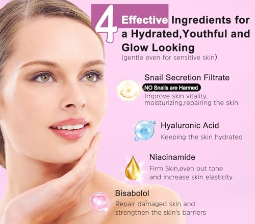 Christmas Gifts for Women,7 Pcs Skin Care Set,Hydrating Moisturing Repairing Soothing Snail Mucin Facial Skin Care Routine Kit for Dull Skin & Dry Skin,Skincare Gift Set Women - size: 7 PCS SET