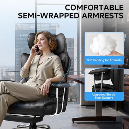 GTPLAYER Gaming Chair,Office Chair with Pocket Spring Lumbar Support, Ergonomic Comfortable Wide Office Desk Computer Chair with Outward Fixed Soft Armrests and Footrest (PU Leather, Black) - color: Black