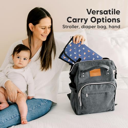 KeaBabies Portable Diaper Changing Pad, Travel, Car - Large Waterproof Baby Changing Mat, Wipeable, Padded, On The Go Travel Diaper Clutch Bag, Easy to Use Pockets for Newborn Essentials (Pets & Paws) - color: Pets & Paws