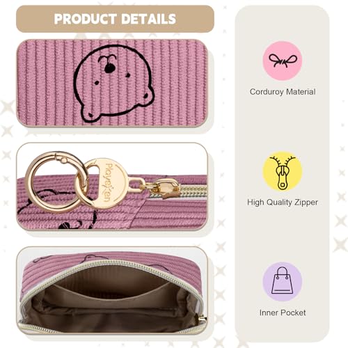 Period Bag for Teen Girls, Corduroy Sanitary Napkin Storage Bag, Menstrual Pad Pouches Tampon Holder for Purse (Bears-Pink) - color: Bears-pink