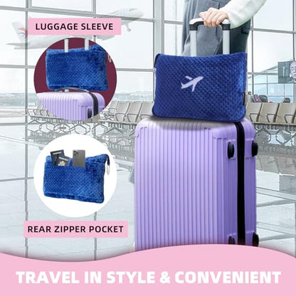 3 in 1 Travel Blanket Pillow Set - 350 GSM Thick Travel Blanket Airplane Compact with Bag, Soft Bag with a Pocket, Inflatable Travel Pillow for Camping & Car Trip (Royal Blue) - color: Royal Blue