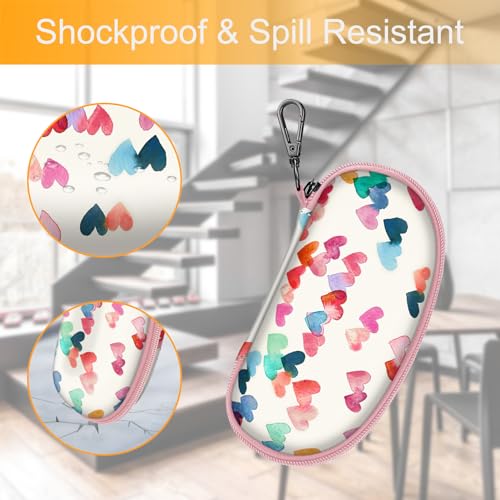 Fintie Sunglasses Case with Carabiner, Hard Shell Shockproof Sport Glasses Cases Travel Zipper Eyeglasses Holder, Raining Hearts - color: Raining Hearts