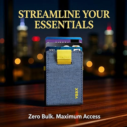 RFID Minimalist Slim Wallet for Men and Women, Holds Up to 12 Cards, Cash, Key Thin and Lightweight Credit Card Holder (Blue Microfiber – Solar Edition) - color: Blue Microfiber – Solar Edition