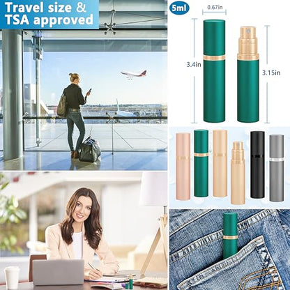 Travel Refillable Perfume Atomizer Bottle 5ml Leakproof Travel Perfume Refillable Bottle, Perfume Atomizer (Green) - color: Green