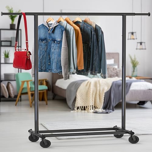 Simple Houseware Heavy Duty Clothing Garment Rack, Holds Up to 150 lbs, 42 to 67 Inches Extendable Rod, Black - color: Black, size: Heavy Duty