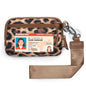 YDF The Small Wristlet Wallet for Women - Water-Resistant Nylon Coin Purse with Clear ID Window, Detachable Wrist Strap & Keychain, Everyday Carry Card Case Pouch - color: Cheetah Print