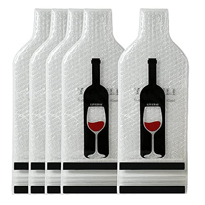 5 Pack Reusable Wine Bag for Travel Wine Bottle Protector Sleeve for Airplane Car Cruise Protection Luggage Leak-proof - color: Bottle, 5 pack