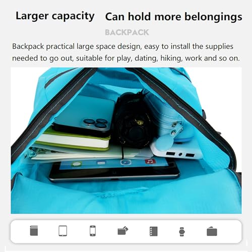 levayhill 16L Foldable Hiking Backpack,Small Packable Daypack, Blue | Lightweight ,Outdoor Collapsible Rucksack,Ultralight Folding Back Pack, Water Repellent, Men Women Travel Gym, Easy Carry-on - color: Blue