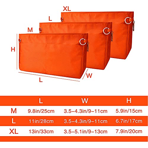 Vercord Expandable Nylon Handbag Purse Organizer Insert Liner Shaper Bag in Bag Orange XLarge - color: Orange, size: X-Large