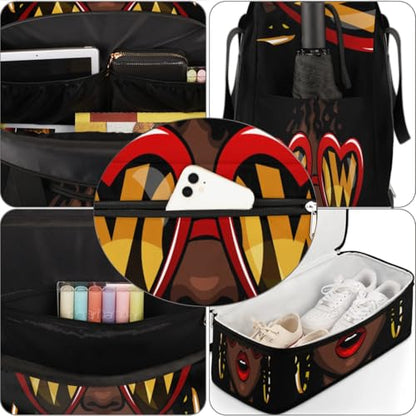African American Women Foldable Travel Duffel Bag, Expandable Sports Gym Bag with Shoes Compartment Weekender Overnight Totes Bags for Women Men - color: African American Women