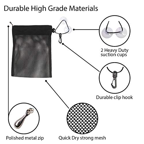Naroa Waterproof Multifunctional Toiletry Shower Bag for Gym, Travel, Business and Foldable Portable Hanging Bathroom Mesh Caddy with Wet & Dry Storage Suction Hook Tote for Men Women