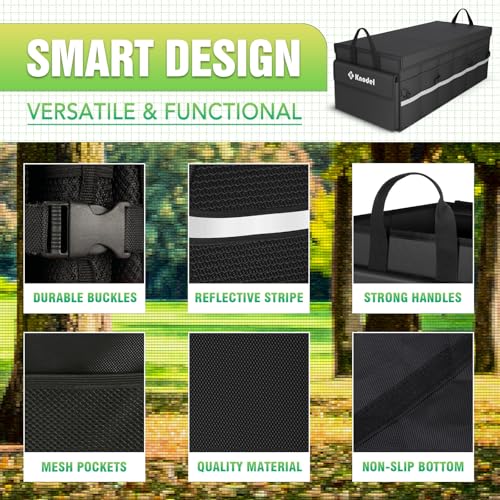 K KNODEL Car Trunk Organizer with Lid, 3 Compartments Collapsible Car Trunk Storage Organizer, Large Car Organizer and Storage for SUV, Truck, Sedan (Large, Black) - color: Black, size: Large-With Lid