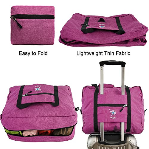 Bago Foldable Duffle Bag - Personal Item & Small Carry On for Air Travel - Fits 18x14x8 inches, Ideal for Spirit & Frontier Airlines - color: SnowPink