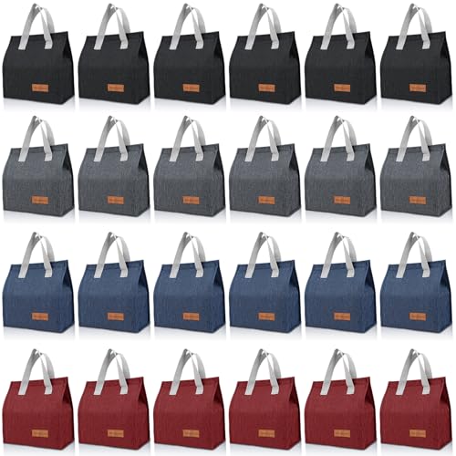 VZZNN 24 Pack Lunch Bags Bulk,Insulated Reusable Lunch Bags with Aluminum for Women Men,Leakproof Tote Large Lunch Box for Office,Work,Beach or Travel,Multicolor - color: Multicolor, size: 24 Pack