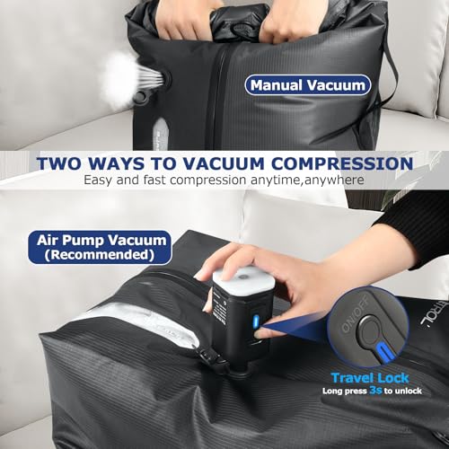 TPU Vacuum Bag for Travel, 70D Nylon Reusable Compression Bag with IP67 Waterproof Zipper, Compression Packing Cubes for Clothing, Space Saver Bags for Luggage and Backpack(Gray-1 PCS + PUMP) - color: Gray-1 PCS + PUMP