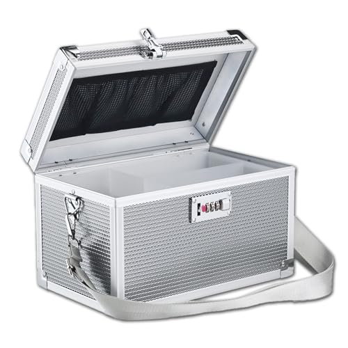 Combination Lock Box with Handle, Portable Multipurpose Locking Storage Case, Home Outdoor Security Lockbox, Organizer for Accessories Medicine Cosmetics Toys Tools (Diamond Silver, Medium) - color: Diamond Silver, size: Medium
