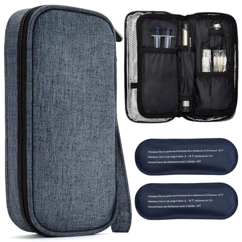 apollo walker Insulin Cooler Travel Case Diabetic Medication Cooler with Ice Packs and Insulation Liner insulin travel case tsa approved - color: Navy, size: Small