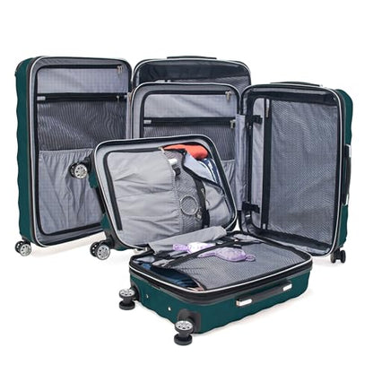 Kenneth Cole REACTION Diamond Tower Collection Lightweight Hardside Expandable 8-Wheel Spinner Travel Luggage, Deep Teal, 3-Piece Set (20", 24", & 28") - color: Deep Teal, size: 3-Piece Set (20", 24", & 28")