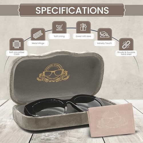 Hard Shell Glasses Case w/Cloth,Velvet Reading Glass, Eyeglass Case, Lightweight, Crush-Resistant, Men & Women - color: Gray Velvet, size: Large