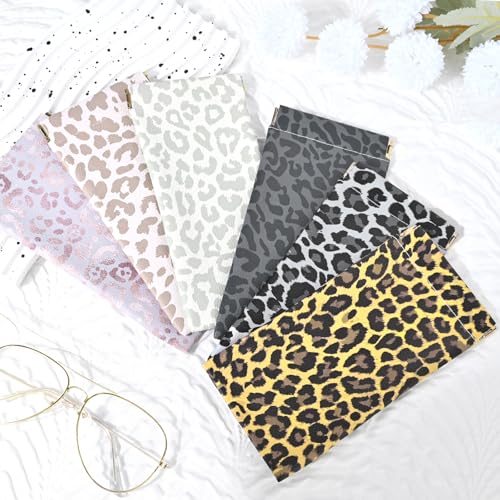 Glasses Case Soft, Eyeglass Cases for Women Portable Squeeze Top PU Leather 2 Pack Glasses Pouch with Cleaning Cloth - color: 2pcs Black Leopard+brown Leopard