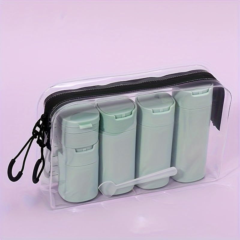 5pcs Travel Cream Dispenser Bottles Set Travel Bottles Toiletry Containers Set, TSA Approved, Travel Essentials - color: Light Green