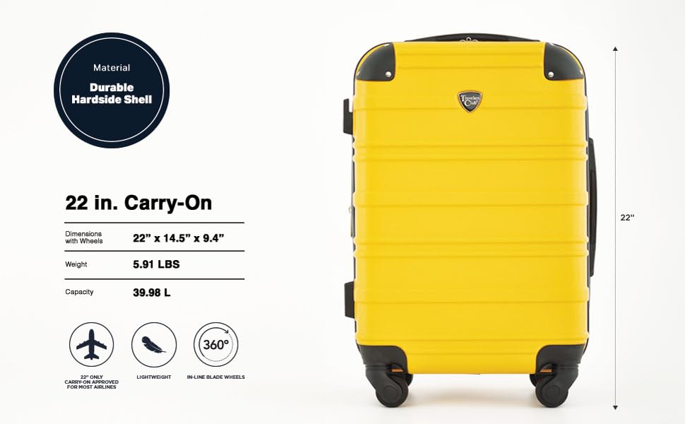 Travelers Club Phoenix Luggage, Gold Rod, 22-Inch Carry-On - color: Gold Rod, size: 22" Carry-On