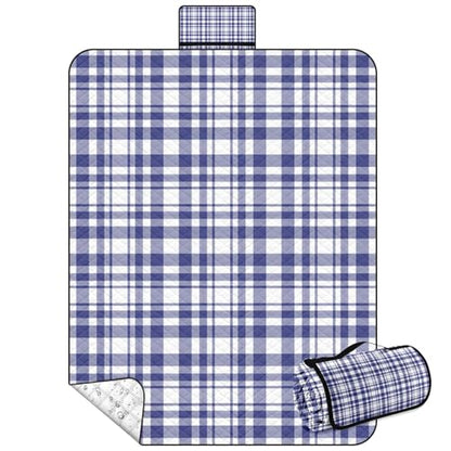 Waterproof Picnic Outdoor Blanket, 79" x 59" Sandproof Foldable Large Picnic Blanket for Beach, Camping, Park, Travel, Concert, Great Gift for Families and Couples (Blue Checkered) - color: Blue and White Checkered