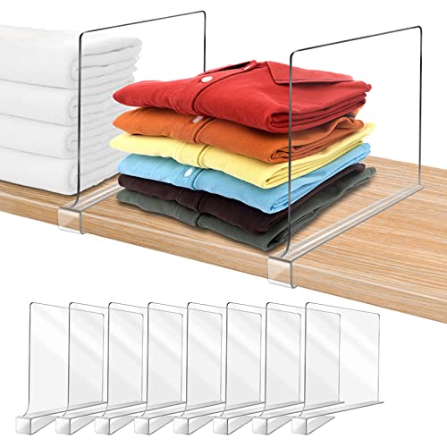 Acrylic Shelf Dividers for Closet Organization 8PCS Closet Shelf Divider Closet Dividers for Shelves Shelf Organizer for Closet Shelf Organizer for Wood Closet Separator Clear - color: Clear, size: 8Pack
