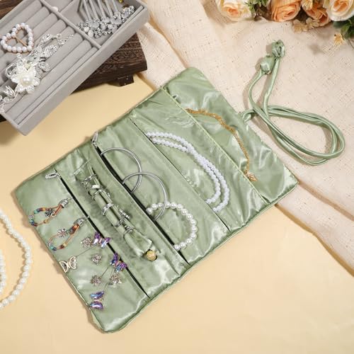 Embroidery Travel Jewelry Bag Roll, Embroidery Jewelry Organizer Roll, Jewelry Travel Bag, Embroidered Flower and Bird Brocade Organizer with Tie, Foldable Ancient Style Pouch, Jewellery Organizer