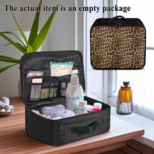 Empty First Aid Bag Leopard Print Medical Bag Empty Large Capacity for Home Office and Travel Use Lightweight Washable Soft Fabric - color: Leopard Print
