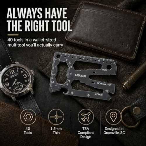 Lever Gear Toolcard Pro - 40 in 1 Credit Card Multitool. Slim, Minimalist Survival Card Wallet Tool Card. TSA Approved Multitool Card Pocket Tool. (Stonewash, 2-Pack) - color: Stonewash, size: 2-Pack