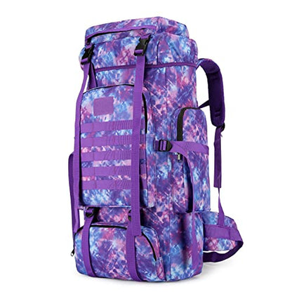 Hiking Backpack for Men 70L/100L Camping Backpack Military Rucksack Molle 3 Days Assault Pack for Climbing | Camping Backpack - color: 70l-purple Tie-dye