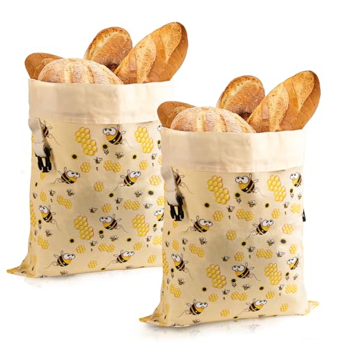 2 Pack Beeswax Bread Bags for Homemade Bread, Bees Wax Bread Bags Storage for Homemade Sourdough with Removable Beeswax Lining, XL 17'' x 13'', Freezer Friendly, Keeps Fresh - color: Removable