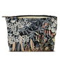 HAPPYHEIDI Cute Floral Makeup Bag Cosmetic Travel Pouch with Bottom and Zipper, Purse Make Up Organizer, Aesthetic Textured Fabric, Large - color: Classic Black Floral Large