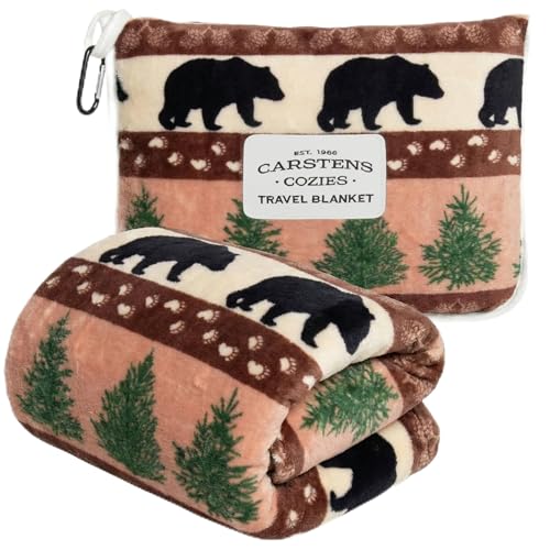 Carstens, Inc. Travel Blanket, Premium Compact 2-in-1 Airplane Blanket/Pillow, Prints & Pinecones - color: Prints & Pinecones