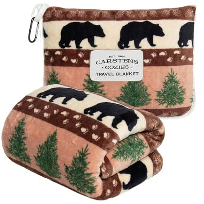 Carstens, Inc. Travel Blanket, Premium Compact 2-in-1 Airplane Blanket/Pillow, Prints & Pinecones - color: Prints & Pinecones