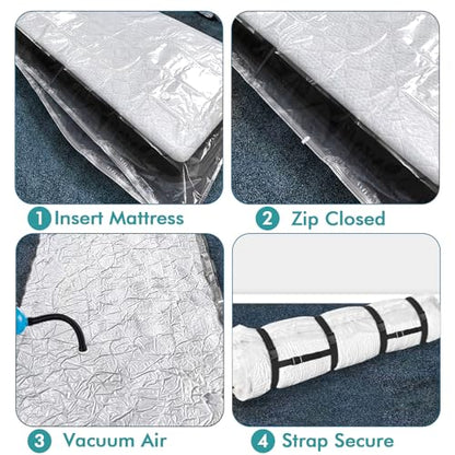 Vacuum Storage Bag for Mattress – Twin/Twin-XL Vacuum Seal Mattress Bag with 4 Straps for Memory Foam and Latex, Easy Moving, Shipping and Storage - size: Twin/Twin-XL