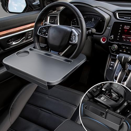 【Compatible with Honda CR-V】 2-in-1-Steering Wheel Tray Table with Seat Gap Filler Organizer.Seat Gap Fit Design: Solves Post-Use Storage Hassle + Stops Annoying Item Drops.
