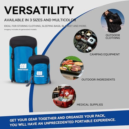 Compression Stuff Sack, Sleeping Bag Stuff Sack - Blue 16L/20L/29L Water Resistant Ultralight Lightweight Nylon Space Saving Storage Sack for Camping Hiking Travel Outdoor Backpacking - color: S-Blue