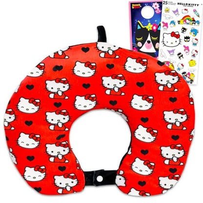 SANRIO Hello Kitty Travel Neck Pillow for Kids - Bundle with 13" Hello Kitty Neck Pillow Plus More | Hello Kitty Travel Accessories Set